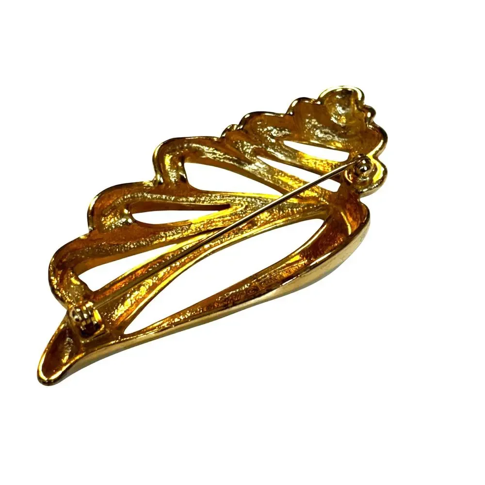 Vintage Pasterelli? USA gold brooch pin sea shell dimensional fashion jewelry